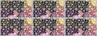 Kumaş, tekstil, duvar kağıdı baskısı için. Tomurcukları papatya çiçekleri olan sevimli bir çiçek deseni. Miles Fleur, süslü püslü bir süs. Eski usul. Raster illüstrasyonu. Kusursuz arkaplan.