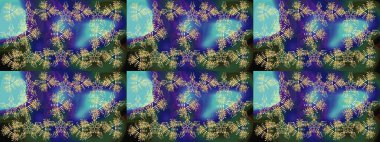 Mavi, yeşil ve mor kar taneli Noel kartı mavi, yeşil ve mor renkli. Kar taneleri arka planda. Kış kartı Mutlu Noeller, yeni yıl ve mutlu bayramlar..