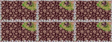 Raster Illustrasyon 'da moda olmayan çiçek deseni. Güzel kumaş deseni. Renkli Yaz Temalı Kusursuz Arkaplan. Düz Çiçek Elementleri Tasarımı.