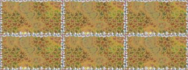 Karala, karala, karala. Sarı ve kahverengi arka planda renksiz bir kelebek deseni. Sarı ve kahverengi renkli resim. Raster..