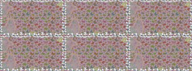 Klasik tarzda hem de. Raster illüstrasyonu. Elin kusursuz deseni suluboya desenli siluet kelebekleri. Tarafsız renklerde resimleme.