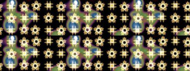 Renkli Bahar Teması eskiz kalıbı. Düz Çiçek Elementleri Tasarımı. Siyah renkli çiçekler. Sevimli çiçek raster deseni.