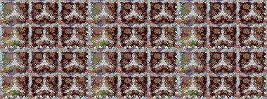 Çiçeksiz desenli nakış işlemeli gelincikler ve vadideki zambaklar. Tekstil tasarımı için kahverengi renkli geleneksel halk çiçekleri buketi.