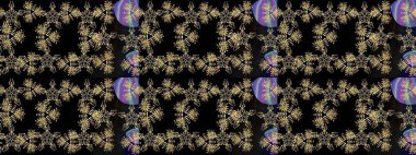 Stilize Çiçekler. Kumaş veya Duvar Kağıdı Tasarımı. Folk Style. Mandalas 'ın dekoratif dokusu. Tekstil için Lacy Fashion Print. Raster illüstrasyonu. Dantelli Kar Tanelerinin Etkisi.