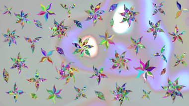 Çiçekler. Vadinin gri renkli çiçekleri. Soyut etnik raster çizim kalıbı.