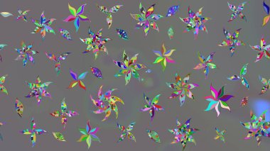 Gri renkli çiçekler. Düz Çiçek Elementleri Tasarımı. Raster illüstrasyonundaki çiçek desenli çizim. Renkli Bahar Teması çizim şablonu.