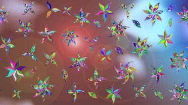 Kahverengi renkli etnik çiçeklerin olduğu zarif bir eskiz modeli. Asya Tekstil 'inde Raster Çiçek İllüstrasyonu.