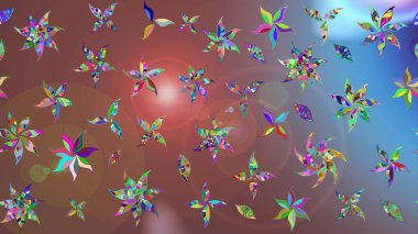 Renkli grunge, soyut arkaplanı colokahverengi çiçeklerle süslüyor. Nakış desenli çiçek deseni. İzler, kumaş, duvar kağıtları, tekstil için raster dokusu.