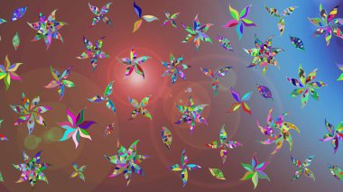 Kahverengi renkli çiçekler. El çizimi çiçekli soyut çizim kalıbı. Raster illüstrasyonu.