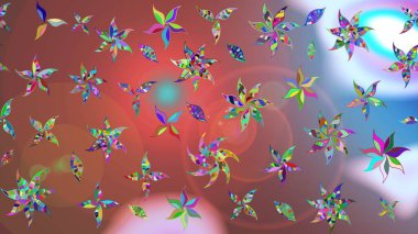 Robot resim. Raster illüstrasyonu. Küçük çiçekte sevimli çiçek deseni var..