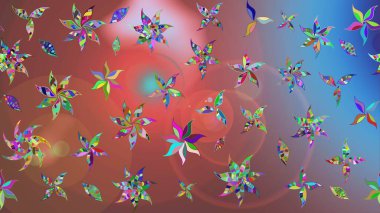 Raster illüstrasyonu. Çiçek desenli eskiz, darbeler, sıçramalar, yaz çiçekleri. Kahverengi renkte çiçekler.