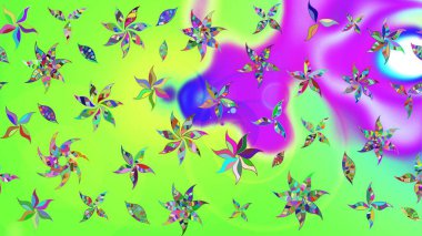 Suluboya, elle çizilmiş. Yeşil yapraklı yabani çiçekler. Eskiz arkaplan modeli. Raster illüstrasyonu.