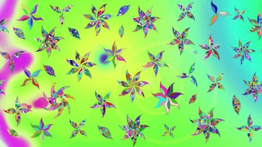 Yeşil renkli çiçekler. Çiçekli karalama şeklinde Raster çiçek deseni. Yumuşak, bahar çiçekli arka plan.