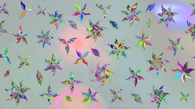 Gri renkli bitkilerden oluşan parlak çiçekli çizim deseni.