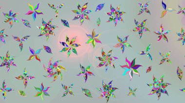 Raster illüstrasyonu. Suluboya stilinde gri renkte. Küçük çiçekli bahar deseni çiz.