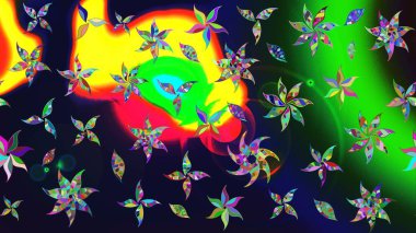 Raster illüstrasyonu. Gri renkli güzel bir tekstil. Suluboya çiçekli çiçek deseni.