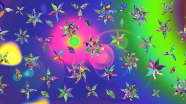 Çiçek desenli raster, mavi çizgi grafik desenli soyut raster arkaplan. Modern stil dokusu.