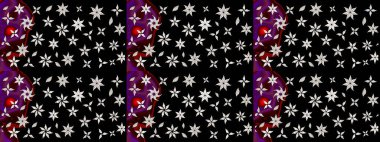 Raster illüstrasyonundaki çiçek desenli çizim. Siyah renkli çiçekler. Renkli Yaz Temalı eskiz kalıbı. Düz Çiçek Elementleri Tasarımı.