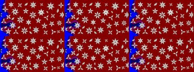 Klasik çiçek tasarımı elementleri. Kırmızı kıvırcık çiçekler kırmızı renklerde şekillenir. Raster illüstrasyonu.