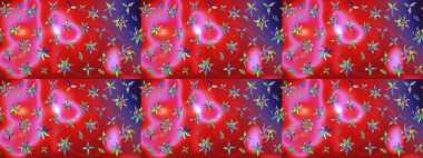 Kibarca, kırmızı renkte yaz çiçekleri. Raster illüstrasyonu. Raster çiçek desenli ve çiçekli..