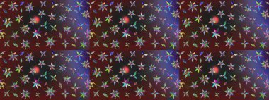 Raster illüstrasyonu. Küçük çiçekli yay deseni çiz. Suluboya tarzında mor renkler üzerine.