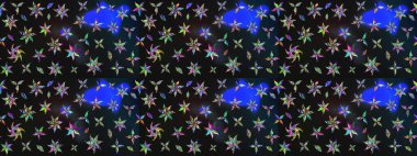 Raster illüstrasyonu. Gri yapraklı yabani çiçekler. Suluboya, elle çizilmiş. Taslak arkaplan deseni.