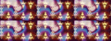 Kar tanelerinin soyut arkaplanlı Noel şablonu. Altın kar taneleri. Noel ve yeni yıl moda baskıları için tatil tasarımı. Raster illüstrasyonu.