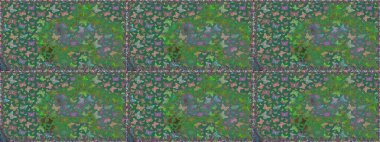 Moda Kumaşı Tasarımı. Kelebeklerle parlak, pürüzsüz bir desen. Yeşil renkli resim. Raster illüstrasyonu.