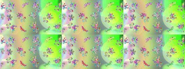 Raster düz çiçekleri pürüzsüz desen. Hediye ambalaj kağıdı, tebrik kartları, posterler ve pankart tasarımı. Çiçekler bej, yeşil ve nötr renklerde.