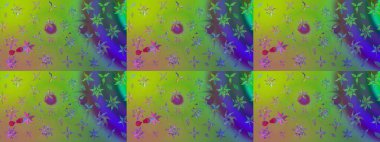 Yeşil renkli çiçekler. El çizimi çiçekli soyut çizim kalıbı. Raster illüstrasyonu.