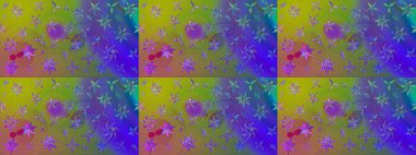 Şirin çiçek elementleri. Raster illüstrasyonu. Renkli Bahar Teması eskiz kalıbı. Düz Çiçek Elementleri Tasarımı. Çizim deseni Modaya uygun kumaş deseni.