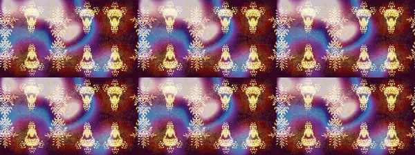 Kar tanelerinin soyut arkaplanlı Noel şablonu. Altın kar taneleri. Noel ve yeni yıl moda baskıları için tatil tasarımı. Raster illüstrasyonu.