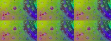 Yeşil renkli çiçekler. El çizimi çiçekli soyut çizim kalıbı. Raster illüstrasyonu.