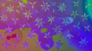 Raster Çiçek İllüstrasyonu 'nun şirin tekstili. Mor renkli etnik çiçeklerle zarif bir eskiz deseni..