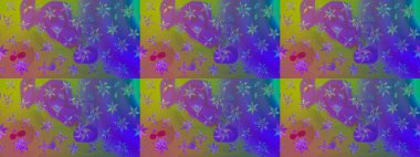 Düz Çiçek Elementleri Tasarımı. Çocuk stili. Renkli Bahar Teması eskiz kalıbı. Çiçekli çizim raster arkaplanı.