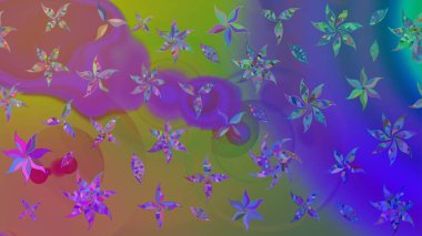 Mor renkli çiçekler. Çiçek desenli çizim. Renkli Bahar Teması eskiz kalıbı. Raster illüstrasyonu. Asya tekstil tarzında. Düz Çiçek Elementleri Tasarımı.