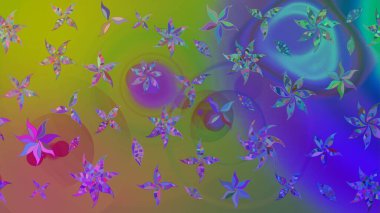 Üzerinde gelincikler ve vadi zambakları olan renkli çiçek desenli nakış deseni. Tekstil tasarımı için yeşil renkli geleneksel halk çiçekleri buketi.