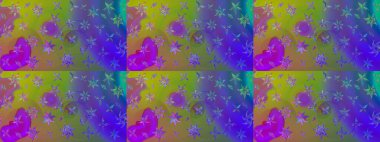 Mor renkli etnik çiçeklerle zarif bir eskiz şekli. Raster Çiçek İllüstrasyonu güzel tekstil..