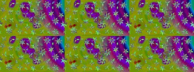 Yumuşak, yaz çiçekli arka plan. Çiçekli karalama şeklinde Raster çiçek deseni. Yeşil renkte çiçekler.