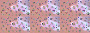 Tarafsız, tarafsız. El çizimi çiçek unsurları olan soyut çizim raster deseni. Retro tekstil tasarım koleksiyonu. Çiçekli ipek eşarp. 1950 'ler-1960' lar motifleri.