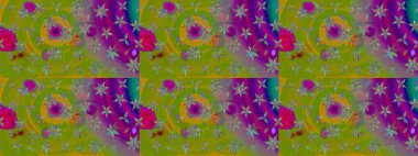 Çiçek deseni. Raster güzel kumaş deseni çiziyor. Düz Çiçek Elementleri Tasarımı. Renkli Bahar Teması çizim şablonu.