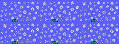 Çiçek desenli eskiz, yaz çiçekleri. Mavi renkli çiçekler. Renkli Bahar Teması eskiz kalıbı. Düz Çiçek Elementleri Tasarımı.