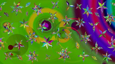 Yeşil renkli çiçekler. Renkli Yaz Temalı eskiz kalıbı. Çiçekli eskiz çizimi. Düz Çiçek Elementleri Tasarımı.