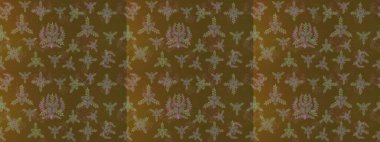 Çiçek Elementleri 'nin soyut geçmişi. Raster kış deseni. Raster illüstrasyonu. Kahverengi, yeşil ve nötr renkler üzerine tasarım.