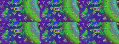 Güzel kumaş deseni. Renkli Bahar Teması eskiz kalıbı. Zentangle soyut çiçekleri. Karalama çiçeği. Düz Çiçek Elementleri Tasarımı. Raster illüstrasyonu.