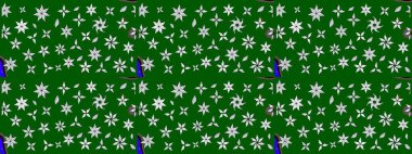 Moda baskıları için zarif bir şablon. Küçük çiçekte güzel bir desen. Küçük renkli çiçekler. Motley illüstrasyonu. Yeşil çiçekli bahar çiçekleri.