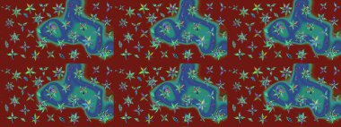 Güzel kumaş deseni. Düz Çiçek Elementleri Tasarımı. Raster illüstrasyonundaki çiçek desenli çizim. Renkli Bahar Teması çizim şablonu.