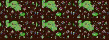 Çiçekli karalama şeklinde Raster çiçek deseni. Kahverengi renkli çiçekler. Yumuşak, yaz çiçekli arka plan.