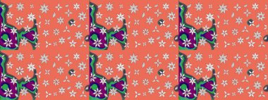 Çiçekli eskiz deseni. El çizimi. Suluboya çizimi. Turuncu renkte çiçekler.