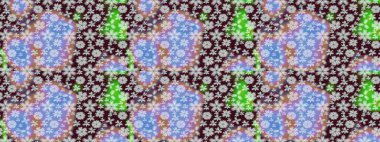 Raster illüstrasyonunda kusursuz çiçek deseni. Kahverengi renkte çiçekler.